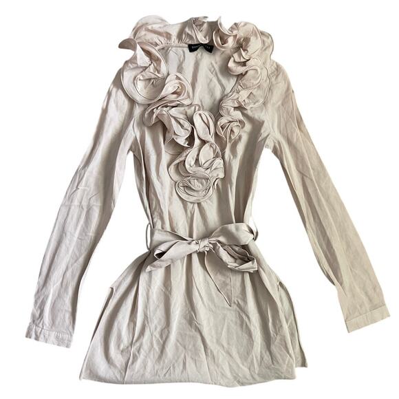 Donna Bella Italy Silk Romantic Ruffled Neckline Dusty Rose Size Small - Picture 2 of 10